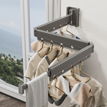 Balcony telescopic clotheshorse free of punch and folding wall-mounted invisible shrink clotheson space utilization of clotheshorse