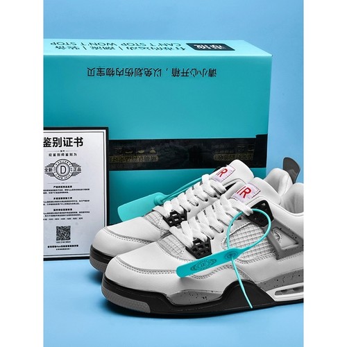 AJ4男鞋白水泥潮流百搭篮球鞋青少年学生休闲运动鞋AJ6午夜北卡蓝 - 图0