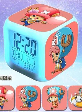 动漫海贼王闹钟七彩变色小夜灯电子钟生日礼物儿童男女床头闹铃