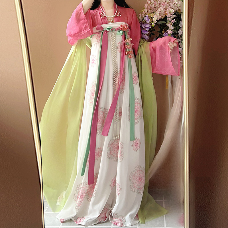 藏仙居原创汉服女2025新款春桃唐风齐胸破裙桃红柳绿春夏古装日常,淘宝优惠券,粉丝福利购,淘宝优惠卷