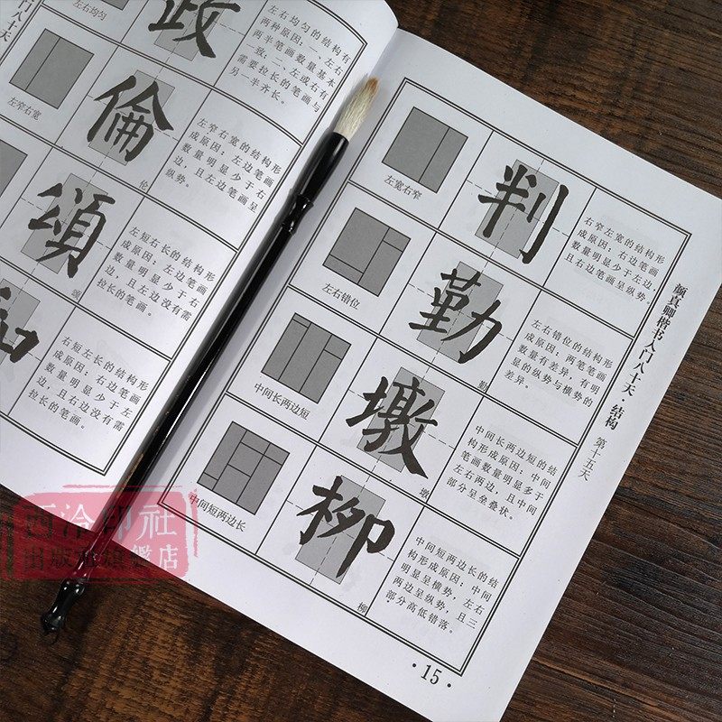 颜真卿楷书入门80天笔画部首+结构章法+错误示范+集字古诗成人初学者中小学生自学楷书毛笔书法临摹技法教程颜勤礼碑楷书习字帖_虎窝淘