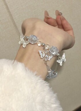 【青青子衿】中式古风绿色清冷手錬复古国风手饰手串小众设计蝴蝶