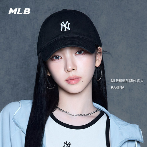 MLB官方 KARINA同款男女时尚百搭软顶棒球帽遮阳帽户外夏季CP77 - 图0
