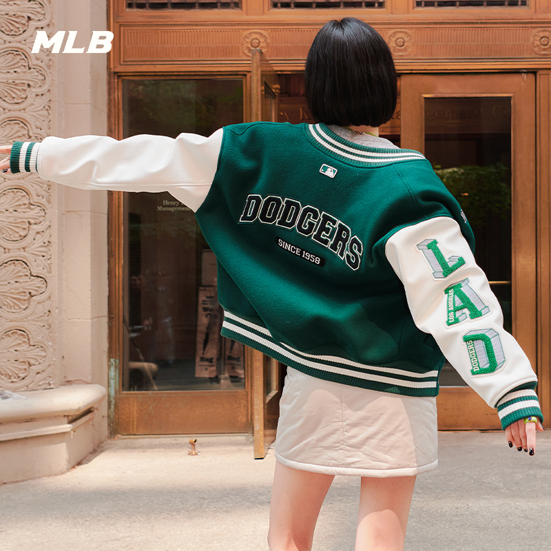 MLB官方男女学院风羊毛明星同款棒球服夹克外套秋季JPV02
