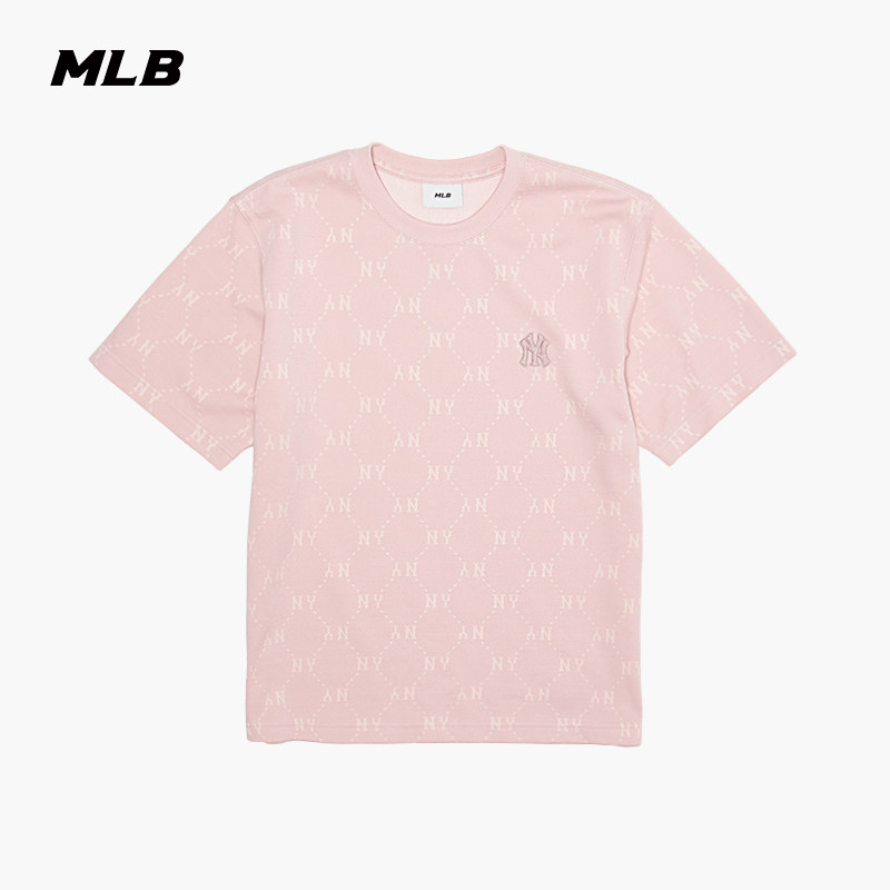 MLB官方 男女同款宽松百搭潮流钻石老花圆领T恤26春季新款TSM11,淘宝优惠券,粉丝福利购,淘宝优惠卷