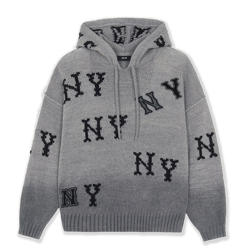 MLB官方 男女情侣时尚满印LOGO渐变连帽针织套衫25秋季新款KPG02,淘宝优惠券,粉丝福利购,淘宝优惠卷