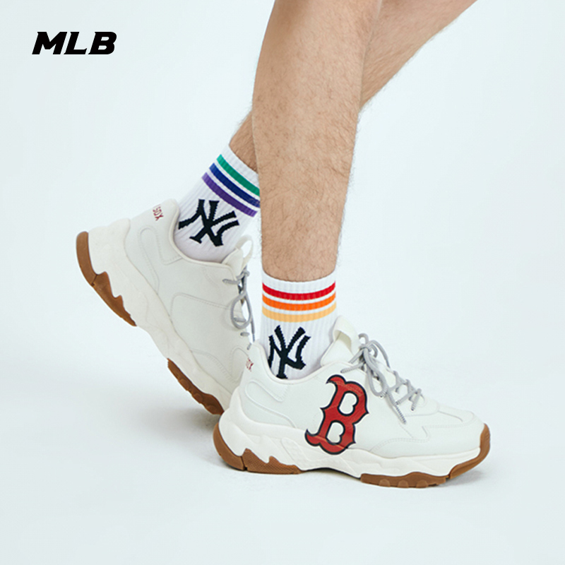 爆款补货 MLB官方男女复古NY老爹鞋情侣运动增高厚底白鞋夏季SHC6-图2
