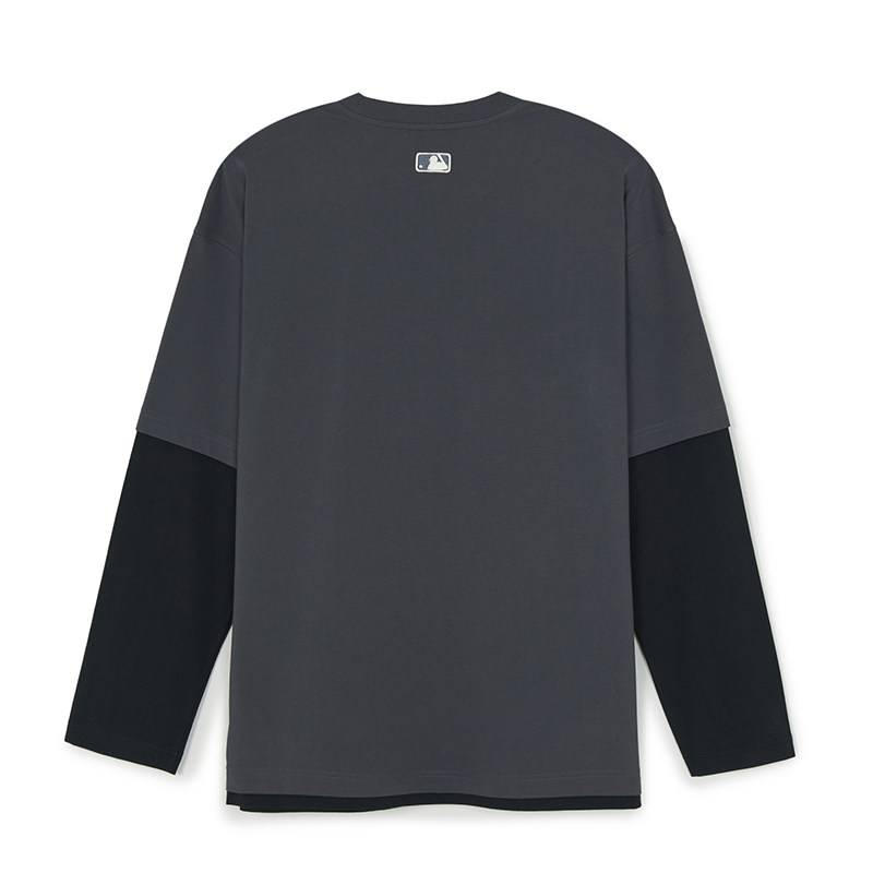 MLB官方 男女同款时尚假两件涂鸦印花防晒长袖T恤26春季新款TSB05,淘宝优惠券,粉丝福利购,淘宝优惠卷