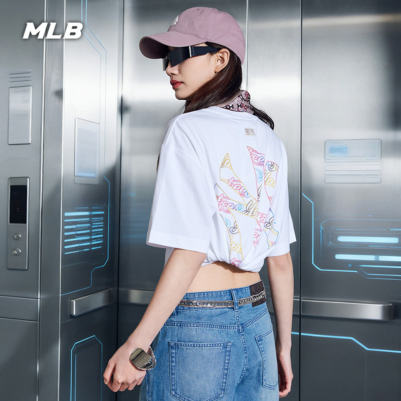 【七夕礼物】MLB官方男女同款幻彩背标凉感T恤26夏季新款TSB14 夕女实拍商品图