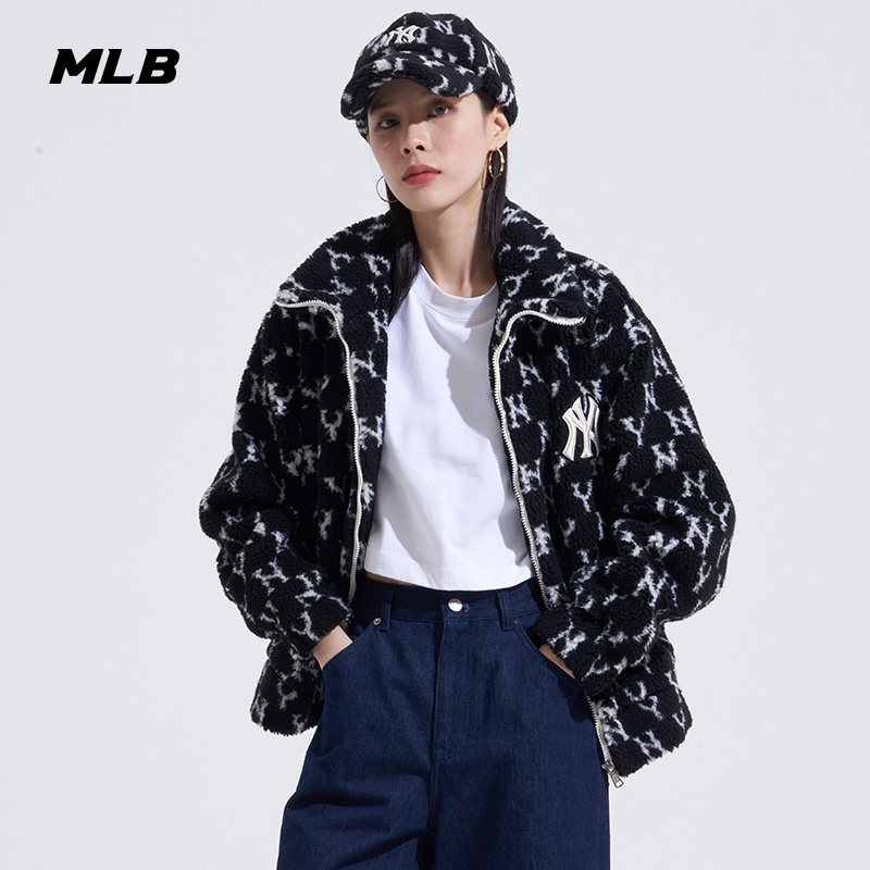 MLB官方 男女情侣仿羊羔绒外套复古老花棉服时尚冬季FDM01,淘宝优惠券,粉丝福利购,淘宝优惠卷