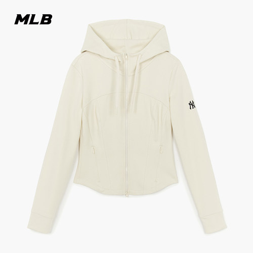 MLB官方 女款小logo时尚百搭修身纯色简约连帽卫衣外套TRB04 - 图0