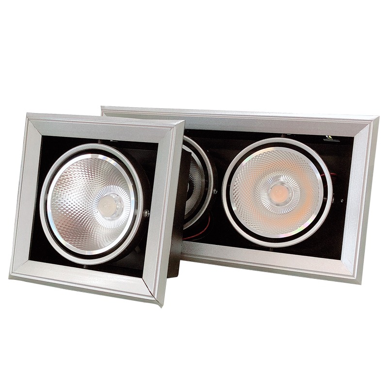 led射灯双头cob斗胆灯单头三头嵌入式商用方形格栅豆胆天花灯