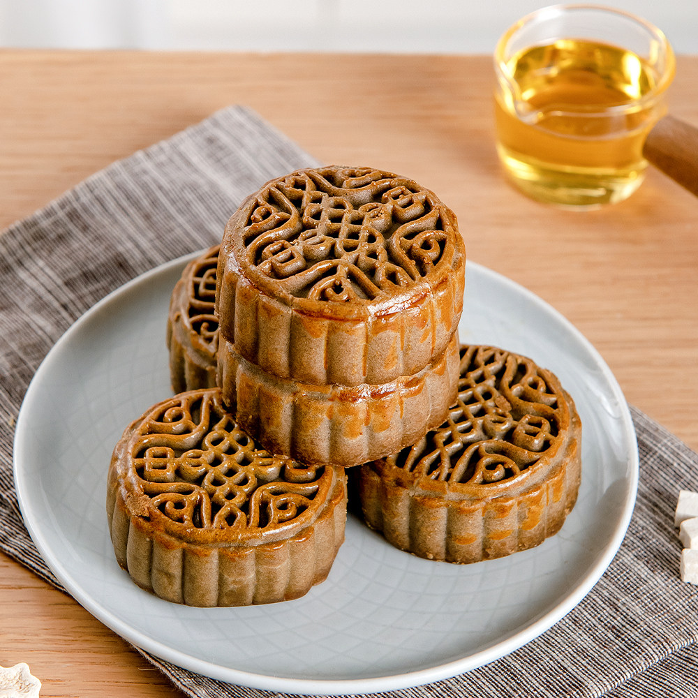 金面杖荞麦粗粮茯苓月饼五仁红豆中秋传统手工广式不添加蔗糖糕点