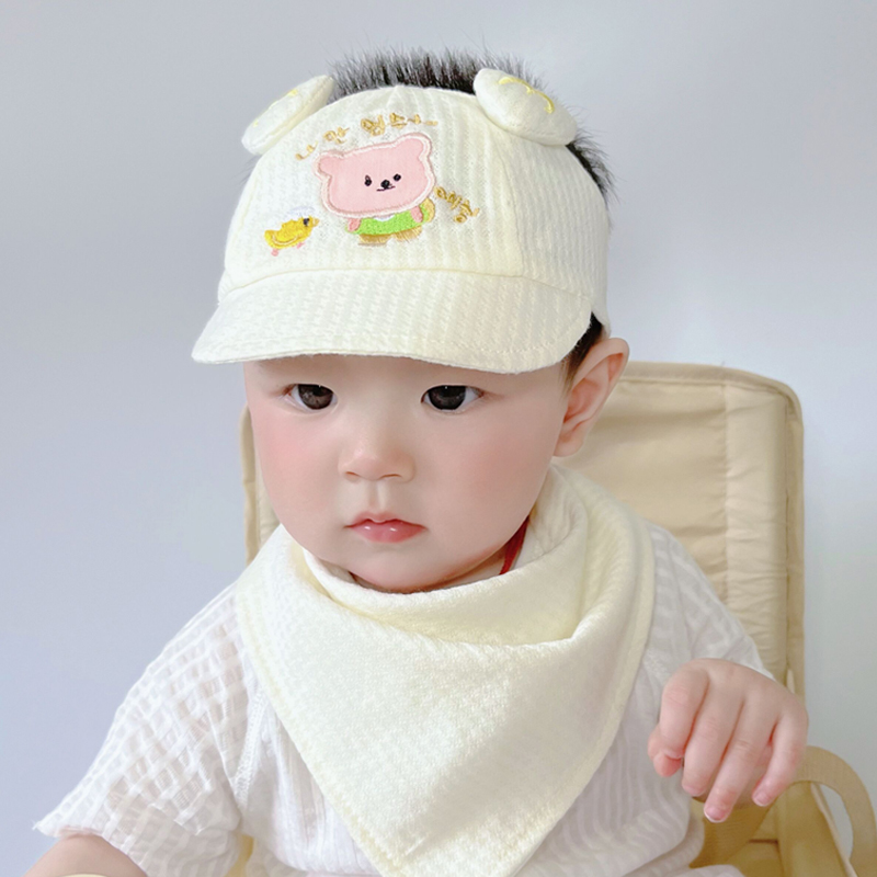 婴儿帽子夏季薄款新生儿胎帽护卤门气门帽男女宝宝防晒遮阳空顶帽
