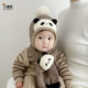 婴儿帽子秋冬季男宝宝可爱针织帽婴幼儿冬季毛线帽外出护耳帽围巾
