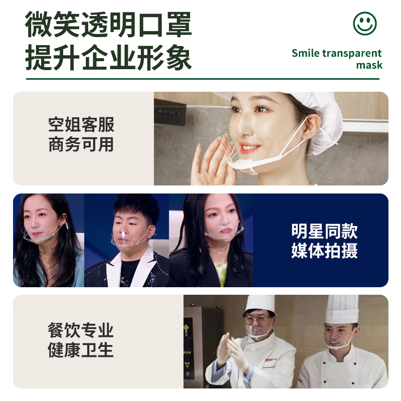 透明口罩透气防雾餐饮专用口罩食品防口水面罩厨房厨师餐厅洒店 - 图2