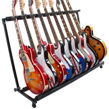 3/5/7/9-head guitar stand with multi-grid rack Floor-standing rack for bass guitar shop rehearsal room to store five guitars for display.