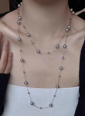 长款满天星仿施家仿珍珠项链女款2025新款潮轻奢高级感锁骨链女