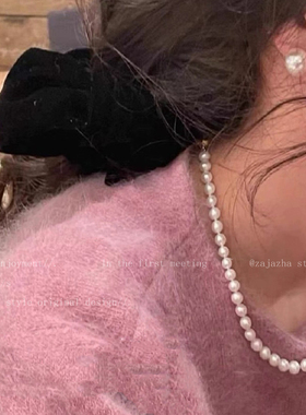 法式仿珍珠毛衣链女颈链轻奢高级感小众设计项链夏气质大衣链配饰