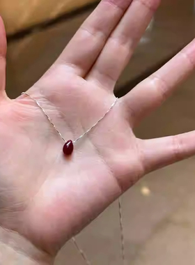 「胭脂泪」红豆滴水项链