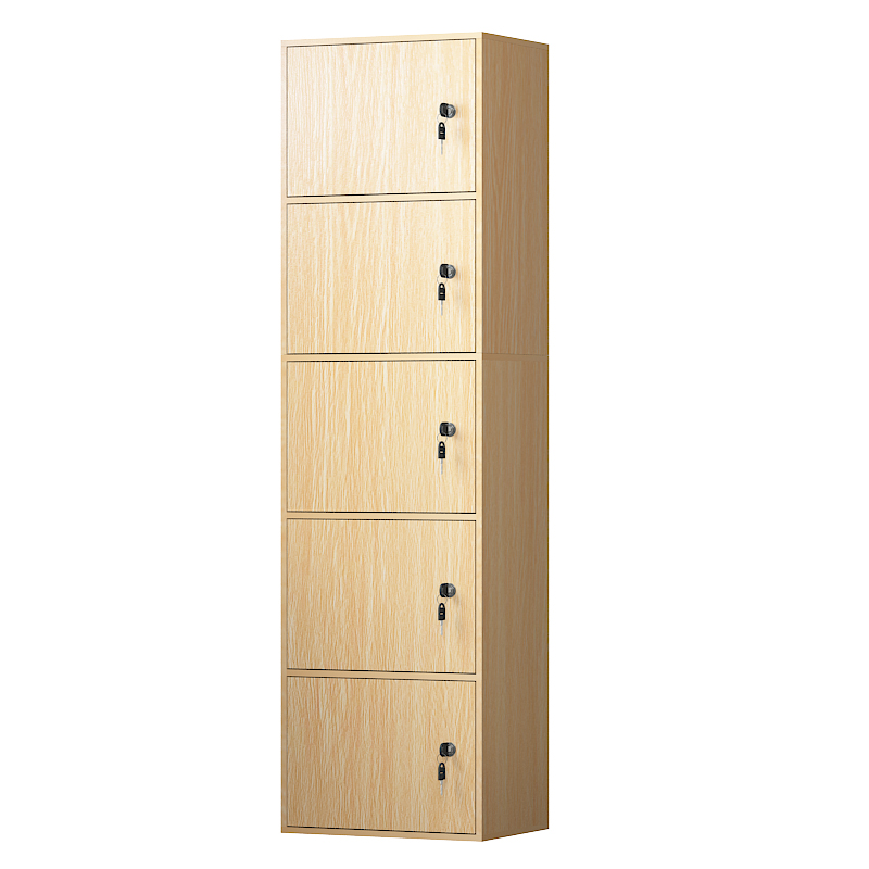 多层书柜书架带门实木色简易置物柜收纳柜简约现代墙角柜子储物柜 - 图3