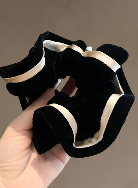 法式少女小香风高级感丝绒大肠圈ins简约质感拼色头绳盘发圈皮筋