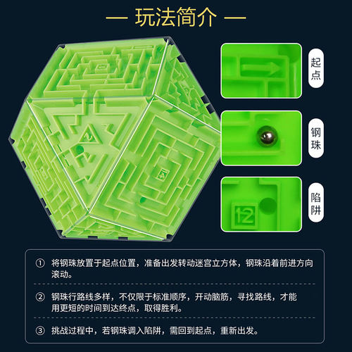 【儿童礼物】3d立体迷宫球最强大脑走珠魔方益智玩具思维训练玩具 - 图3