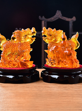 祥安灵阁瑞兽迎祥琉璃摆件2026马年正南方位吉祥物五黄煞摆设一对