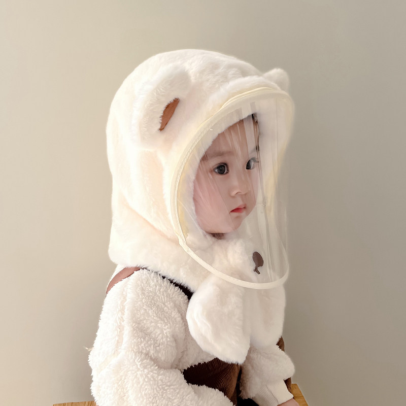 儿童帽子围巾一体帽秋冬季男女童防风面罩骑行宝宝保暖套头毛绒帽,淘宝优惠券,粉丝福利购,淘宝优惠卷