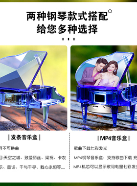diy照片定制送女生钢琴音乐盒