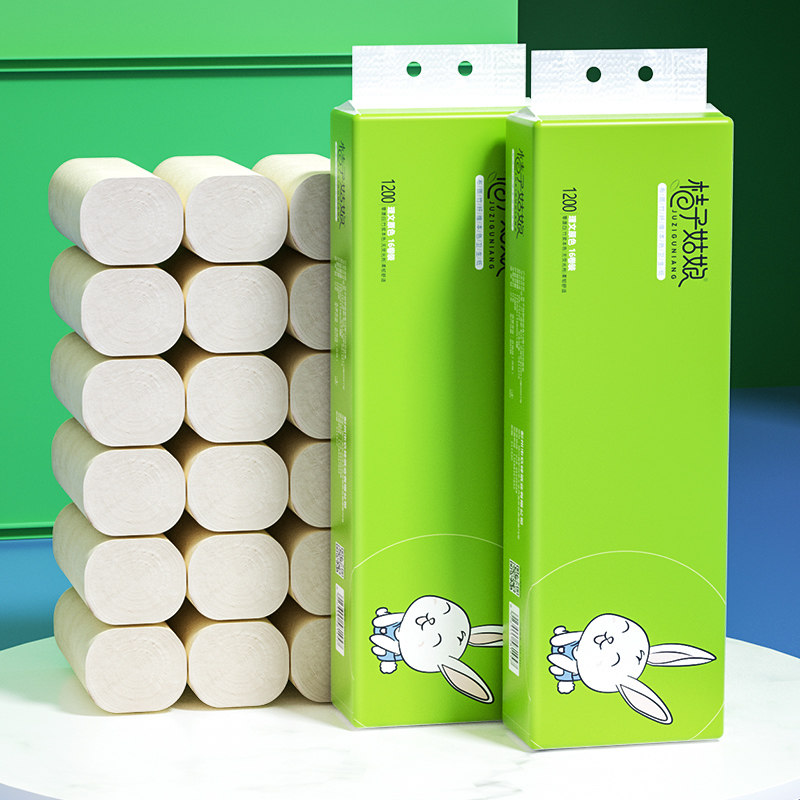 家用实惠装竹浆本色整箱批48厕纸巾 桔子姑娘卷筒纸