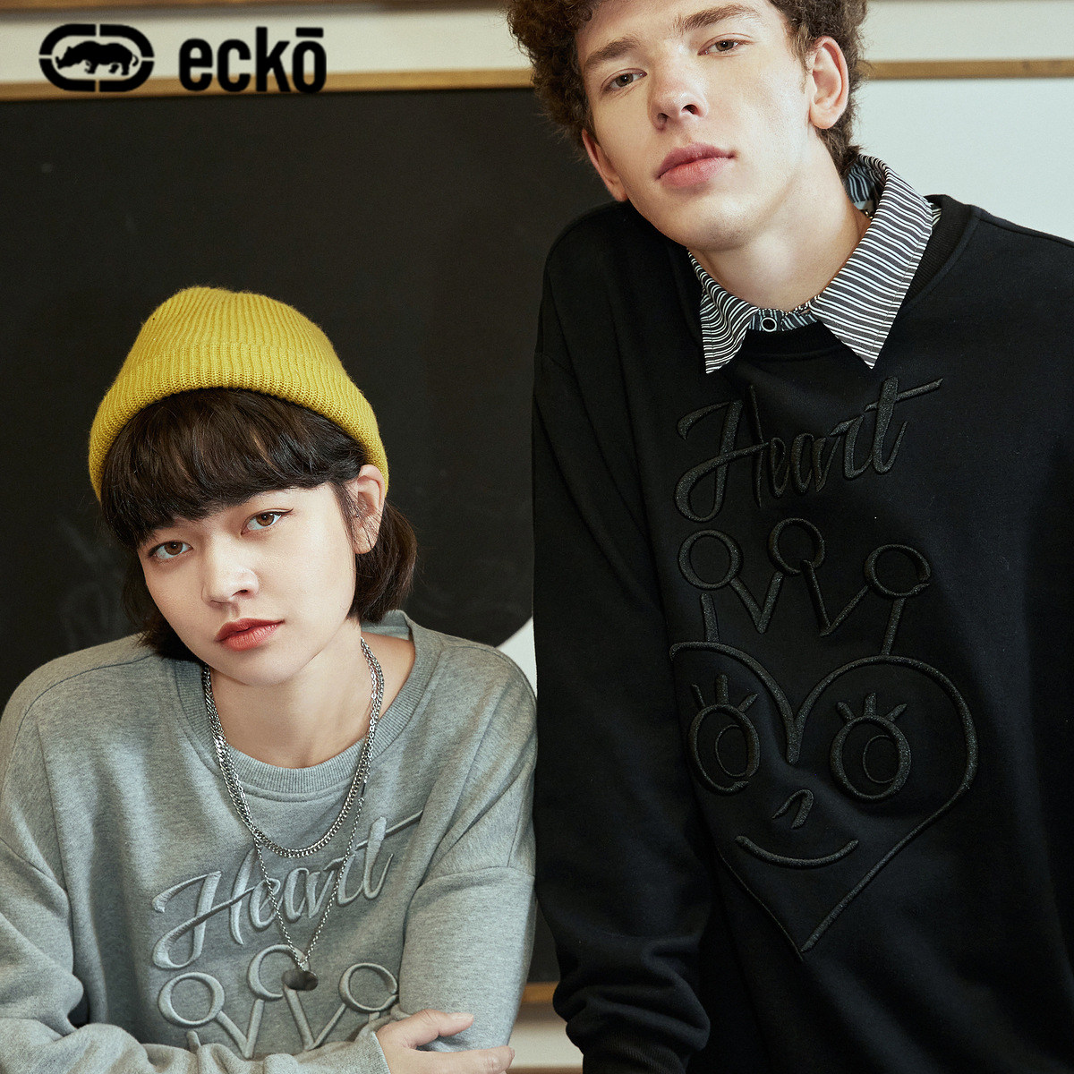 美国潮牌 Eckō 犀牛 情侣款 潮流印花圆领卫衣 双重优惠折后￥139包邮 18款可选