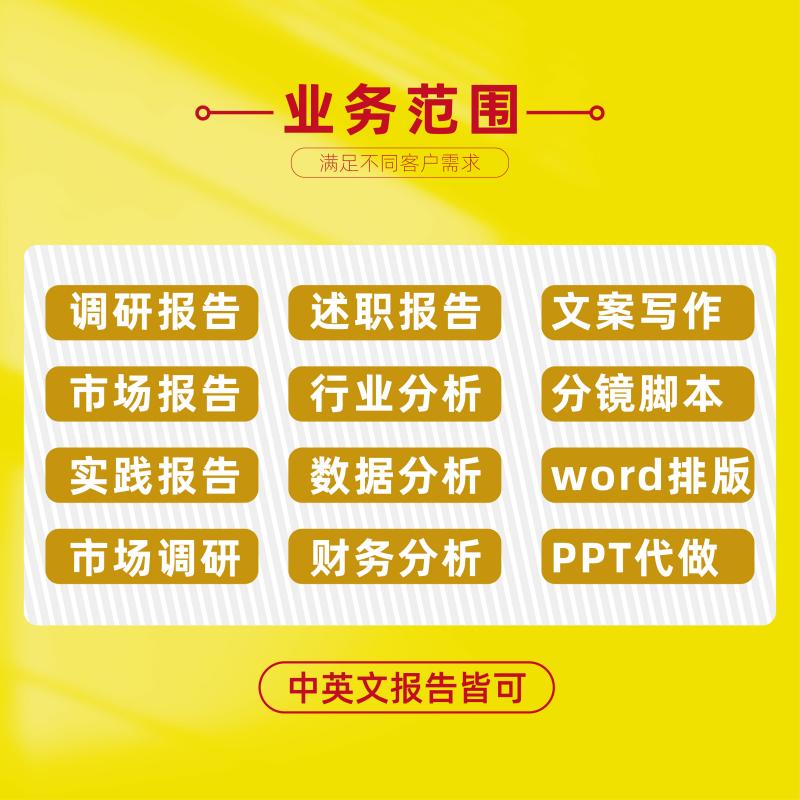 代写数据分析帮做PPT代制作行业研究报告市场调研报告行业分析