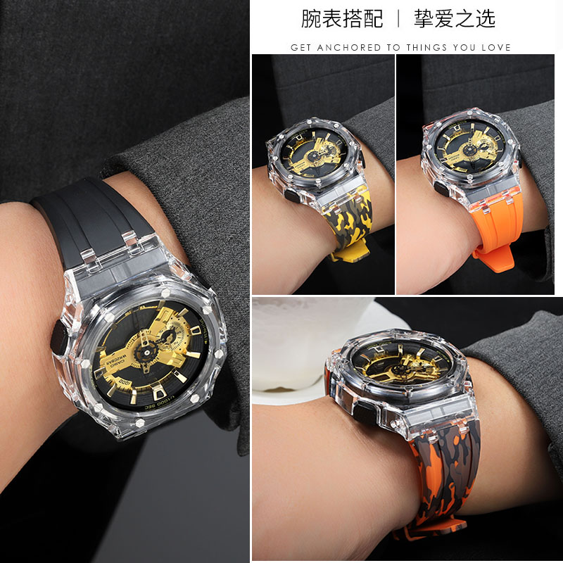 硅胶表带表壳适配卡西欧G-shock GA110 100 GAX100黑金改装手表带