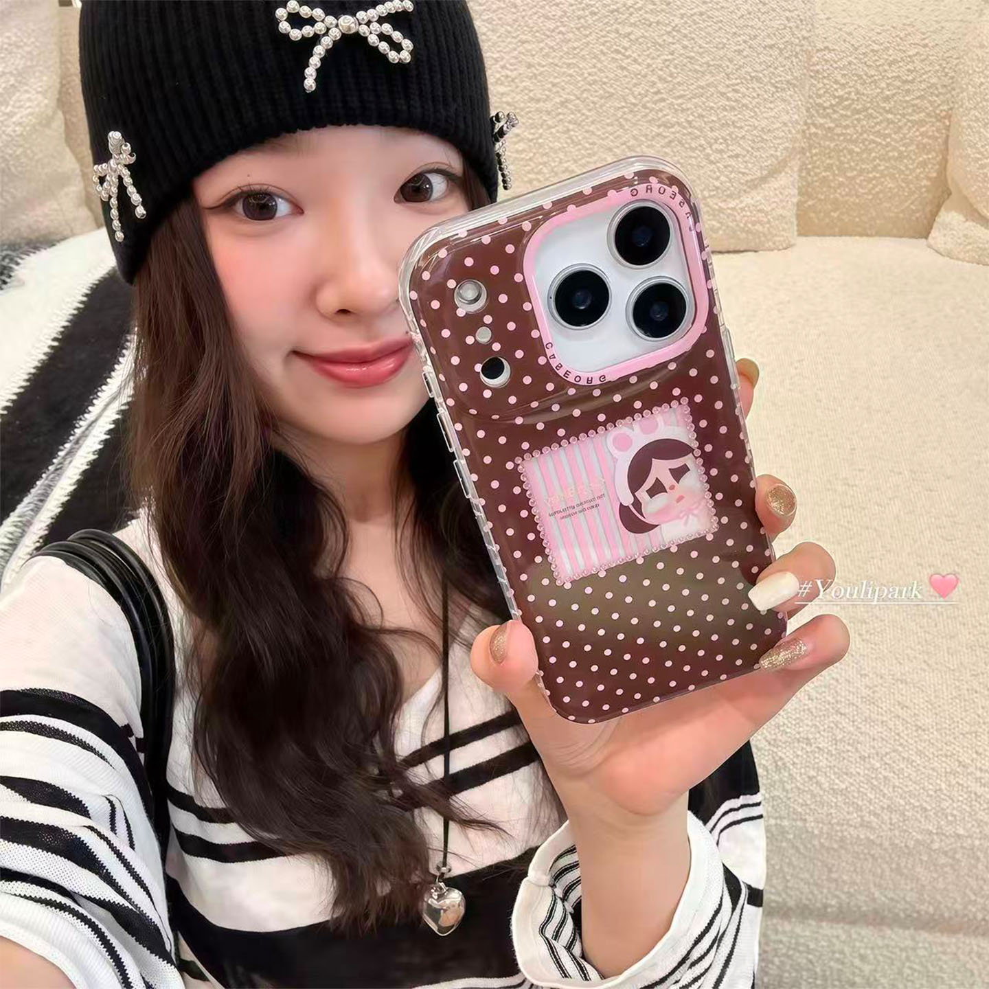 由里公园ins韩系少女可爱闪钻满屏星星哭娃17适用17pro苹果17ProMax手机壳iPhone16全包14新款16Promax保护套 - 图3