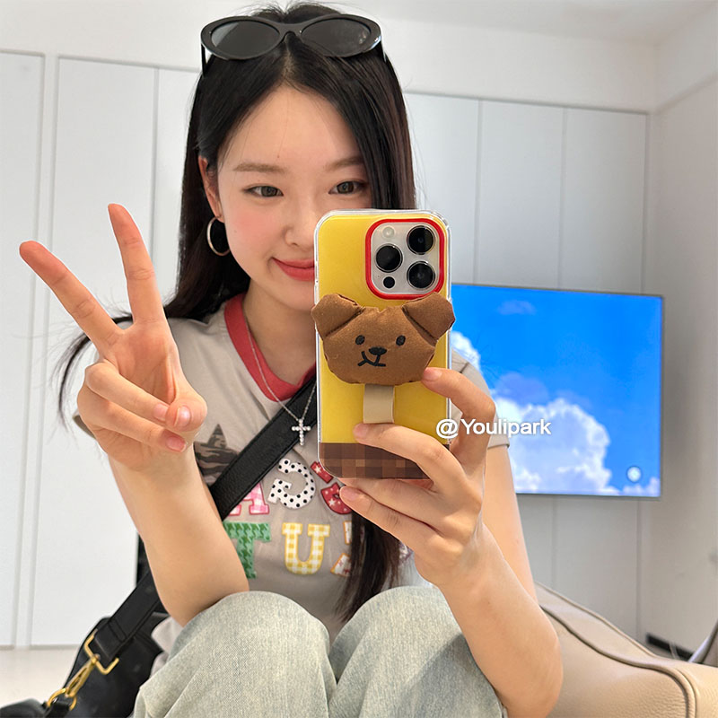 由里公园ins软萌可爱立体小熊指环扣15适用17pro苹果17ProMax手机壳iPhone16全包17新款14Promax保护套13少女 - 图3