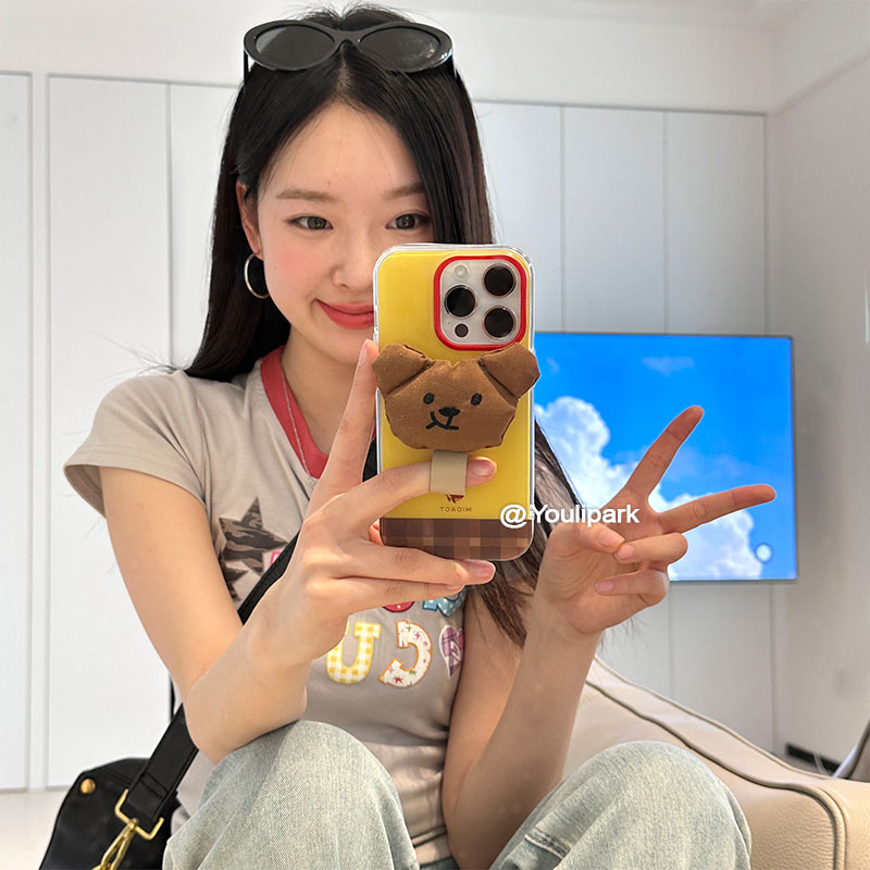 由里公园ins软萌可爱立体小熊指环扣15适用17pro苹果17ProMax手机壳iPhone16全包17新款14Promax保护套13少女 - 图0