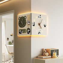 Panda Creative Corner Clock Wall Lamp 2023 New bifacial corner hanging clock Home Watch Living room Wall corner bell