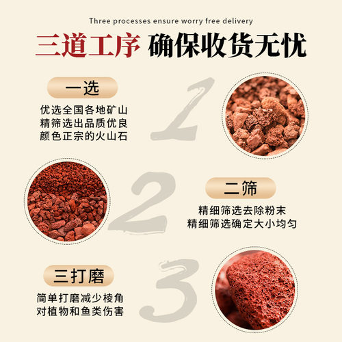 红火山石颗粒火山岩铺底铺面兰花专用土多肉营养土水族鱼缸垫底砂 - 图1