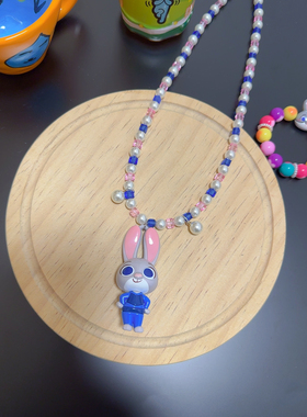 Liya迪士疯狂动物城朱迪兔子狐尼克项链童趣个性卡通彩色串珠饰品
