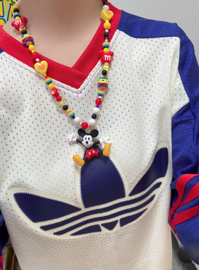 Liya手作迪士尼乐园拍照卡通彩色多巴胺米奇拉布布labubu长款项链