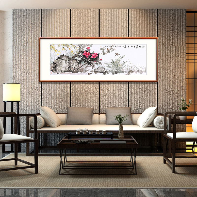 奕境新中式客厅装饰画沙发背景墙挂画卧室书房国画山河一片春_虎窝淘
