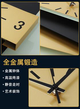 客厅挂钟高级感格栅墙现代简约轻奢装饰家用时尚挂表餐厅立体钟表