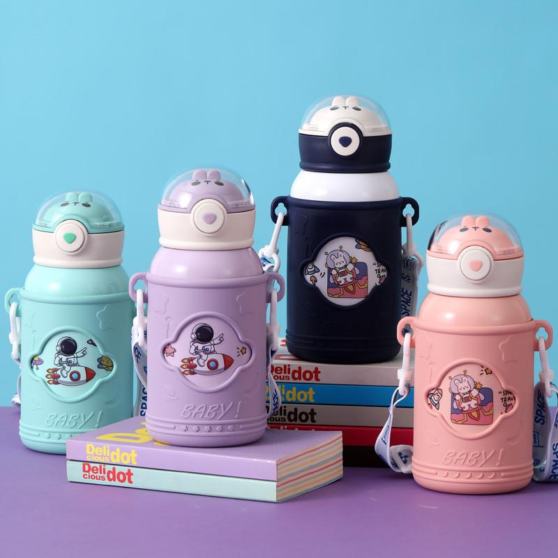 儿童保温杯带吸管水杯子食品级316小学生上学专用男女生宝宝水壶 - 图0