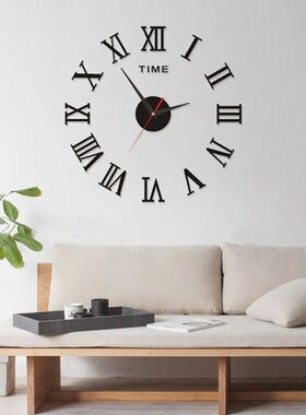 3D Acrylic Digital Wall Clock Roman Numerals Design Mirror W