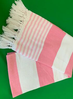 Simple Polycotton Tassel Bath Towel Turkish Beach Towel Stri