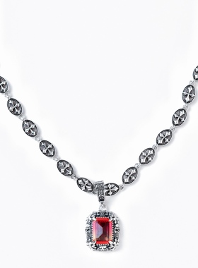 VOWOW 圣光红宝石十字架项链