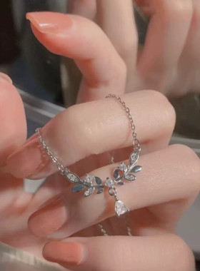 3合金项链月桂花枝麦穗项链轻奢小众设计感锁骨链百搭气质时尚ins