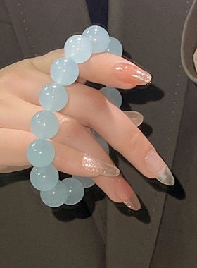 天空蓝玻璃手串女清新百搭手链小众高级感学生闺蜜同款饰品礼物