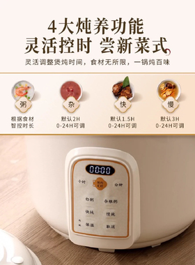 天际全自动电炖锅3-5-7人多功能陶瓷养生煲煮粥焖炖煲汤神器4升